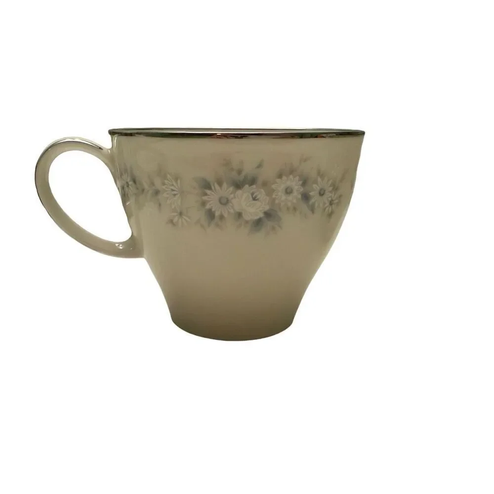 Noritake Yorkdale Ivory China set of 3 Blue & White Floral‎ Tea Cups Japan style